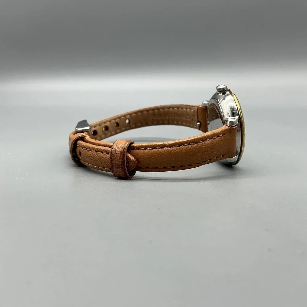 Fossil ES3791 Womens Watch 27mm Silver Dial Gold Tone Brown Leather New Battery
